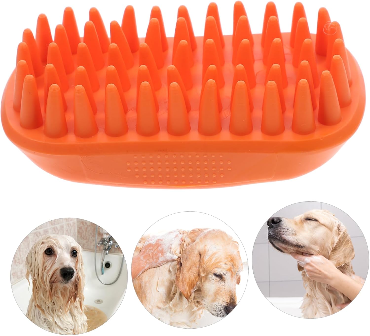UPKOCH Dog Bath Brush with Soft Silicone Bristles Ergonomic Pet Shampoo Grooming Tool for Cats and Dogs Gentle Deshedding Comb for Long and Short Hair Orange