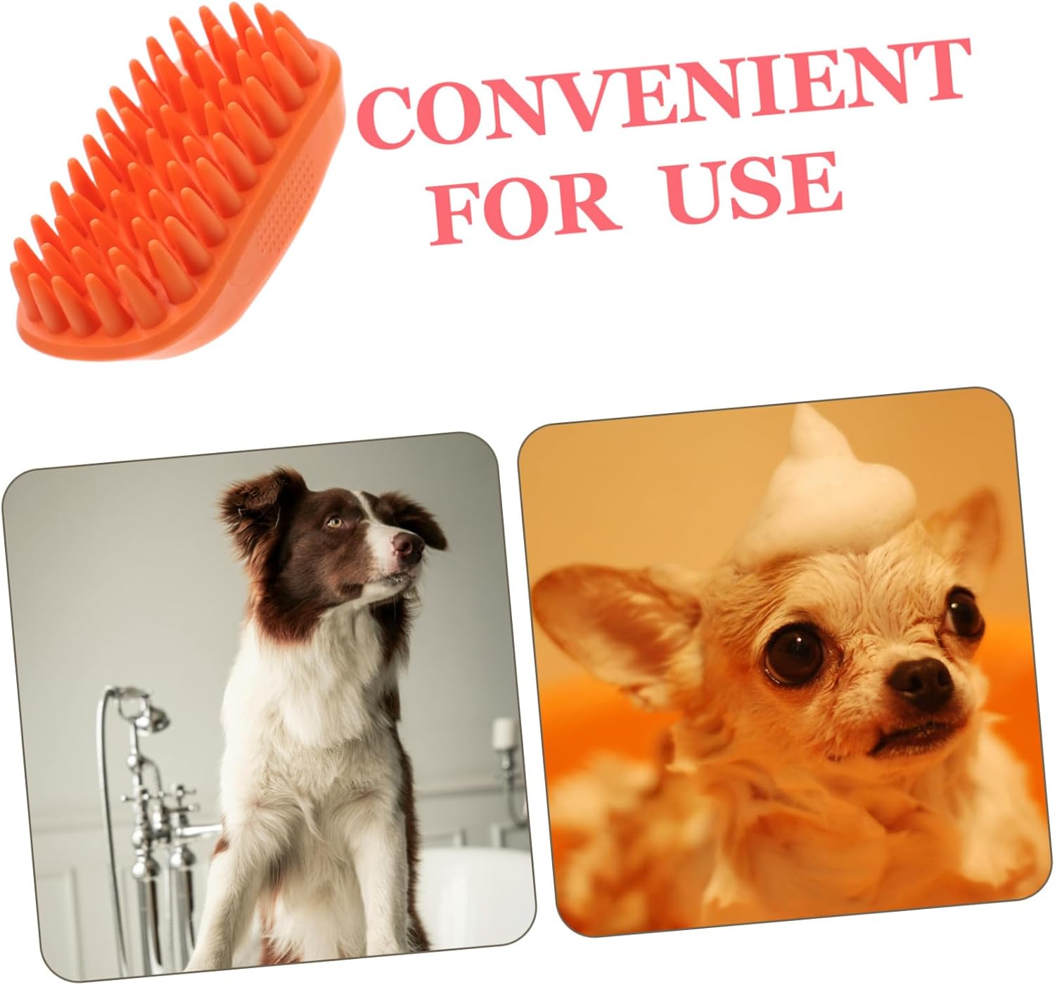 UPKOCH Dog Bath Brush with Soft Silicone Bristles Ergonomic Pet Shampoo Grooming Tool for Cats and Dogs Gentle Deshedding Comb for Long and Short Hair Orange