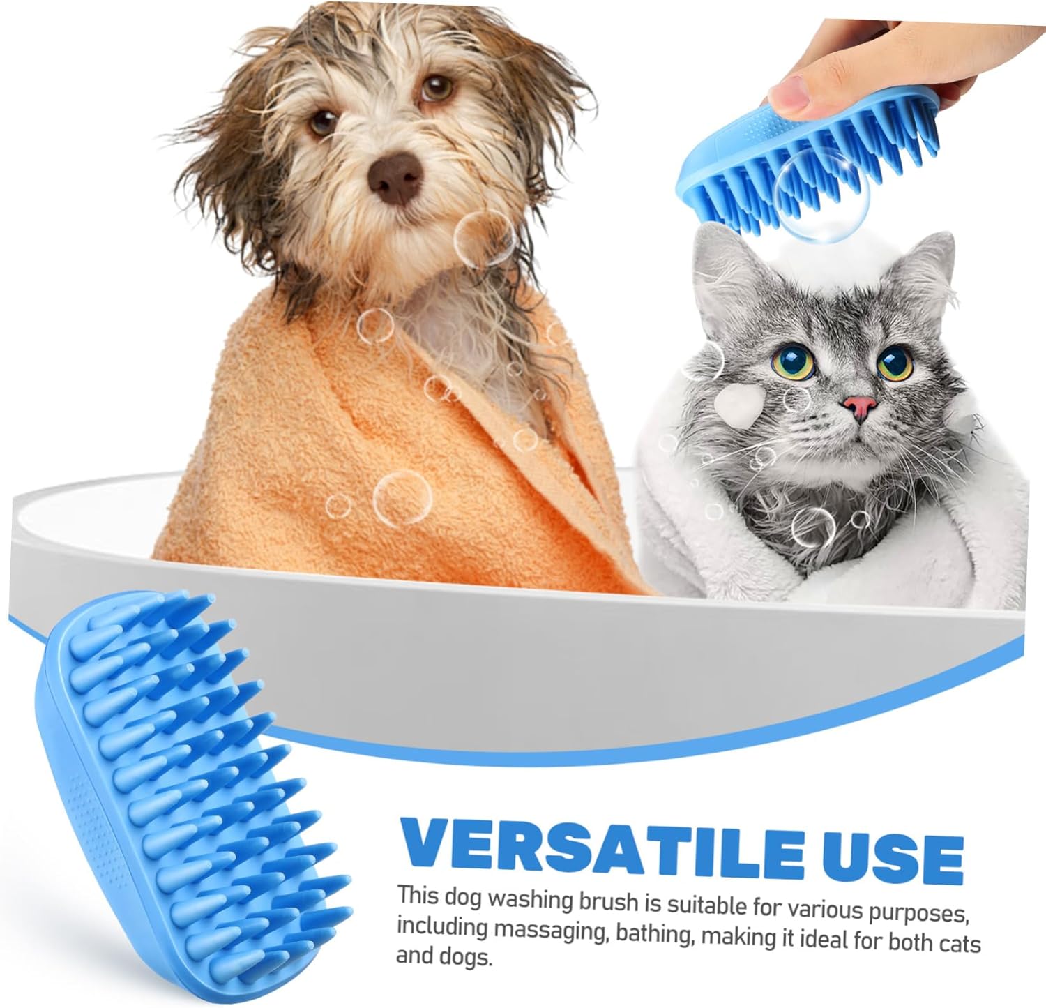 HEMOTON Dog Shampoo Brush for Shedding Dog Bath Brush Cats Comfortable to Clean Grooming Tool Versatile Shower Scrubber for Pet Bathing