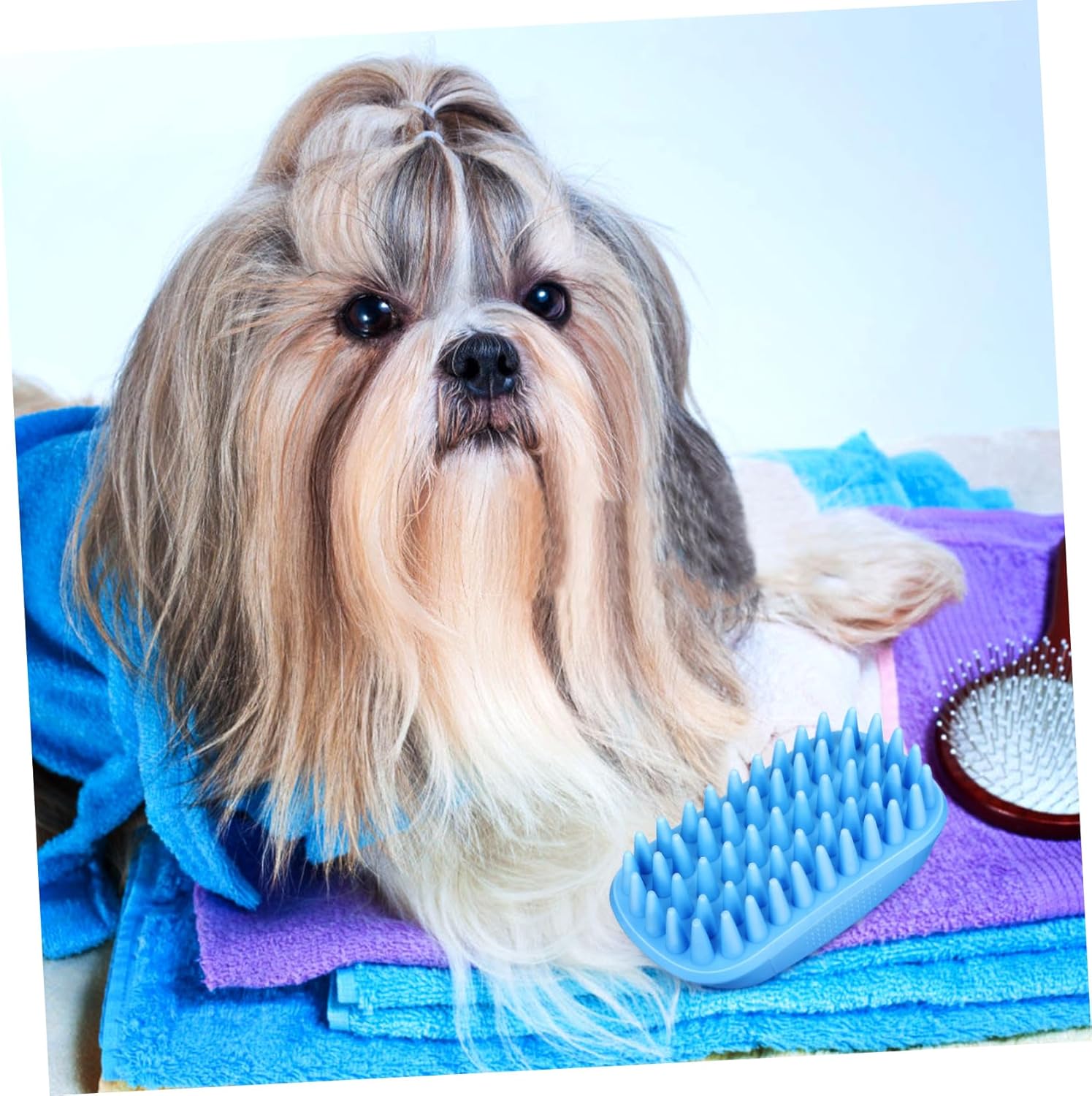 HEMOTON Dog Shampoo Brush for Shedding Dog Bath Brush Cats Comfortable to Clean Grooming Tool Versatile Shower Scrubber for Pet Bathing