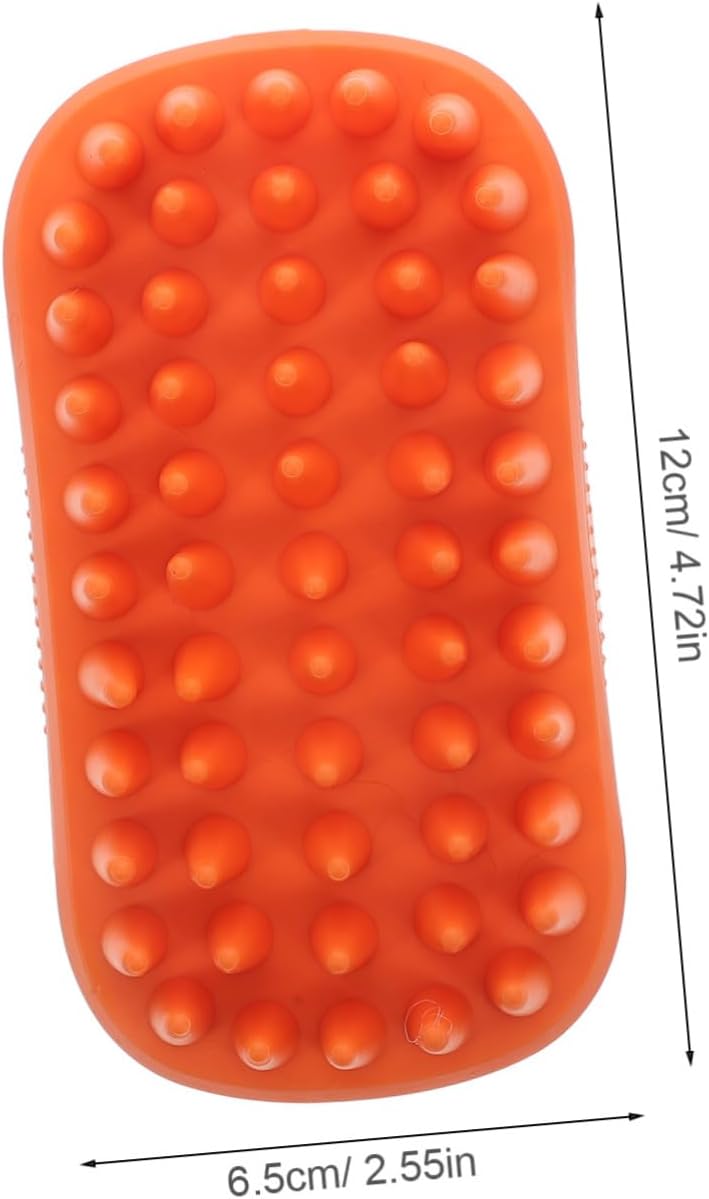 Pet Silicone Shampoo Brush for Dogs Cats Gentle Massage Grooming Tool with Nonslip Handle for Long Short Hair Orange Color Bathing