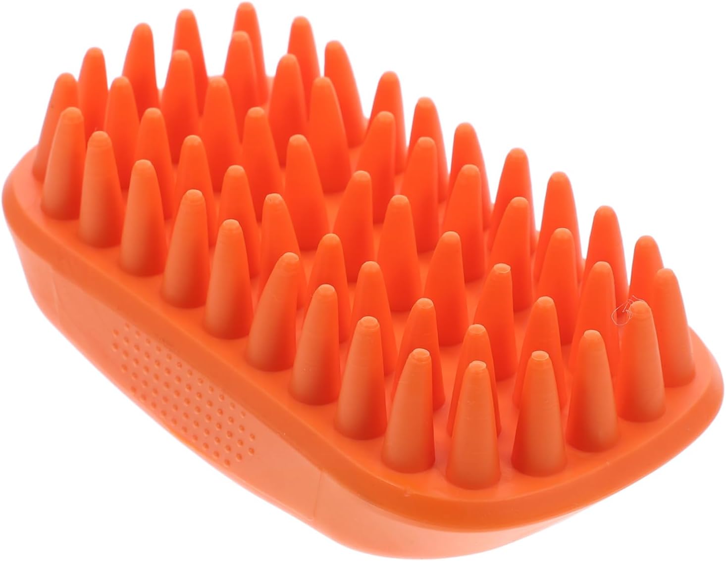 Pet Silicone Shampoo Brush for Dogs Cats Gentle Massage Grooming Tool with Nonslip Handle for Long Short Hair Orange Color Bathing