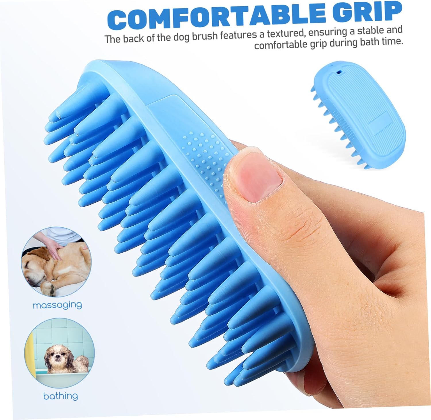 HEMOTON Dog Shampoo Brush for Shedding Dog Bath Brush Cats Comfortable to Clean Grooming Tool Versatile Shower Scrubber for Pet Bathing